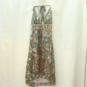 Paisley T length halter dress